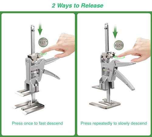 2PCS Labor Saving Arm - Hand Lifting Jack Tool, Height Adjustable Furniture Jack Lifter, Heavy Duty Viking Arm Jack, Cabinet Jack Clamp for Installing Cabinets, 2 Descent Modes, 260LBS Capacity