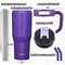 Zibtes 40oz Insulated Tumbler With Lid and Straws, Stainless Steel Double Vacuum Coffee Tumbler With Handle, Keeps Drinks Cold up to 34 Hours or Hot for 12 Hours(Glitter Purple 1 pack)