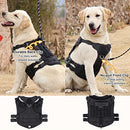 Tactical Dog Vest Harness with Pouches for Medium Large Dogs No Pull, Military Dog Harness with Rubber Handle, Service Dog Vest with Molle & Loop Panels, Adjustable Pet Harness for Hunting Walking