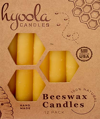 Hyoola 4 Inch Beeswax Candles 12 Pack Yellow