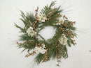 SHATCHI 55cm Natural Looking Artificial Green Leaves, Golden Berries and White Hydrangea Flowers Wreath Front Door Hanging Christmas Wedding Xmas Decorative Garland