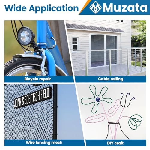 Muzata Bike Cable Cutter Wire Rope Heavy Duty Stainless Steel Aircraft Up to 5/32" for Deck Stair Railing Seal Metal Housing Fencing with Brake Cable End Cap M015, CT1