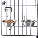 Petmaker Set of 2 Stainless-Steel Dog Bowls - Cage, Kennel, and Crate Dog Bowls Hanging for Food and Water - 8oz Each and Dishwasher Safe by