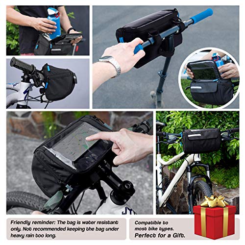 OBOVA Bike Handlebar Bag 4L, Waterproof & Phone Holder, 4-Layer Bike Pouch for Handlebars, Bicycle Front Bag, Bicycle Bag Front Handlebar, Road, Mountain