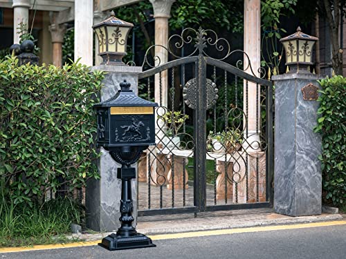 ZOTORUN Curbside Mail Manager Rustproof Cast Aluminum Locking Security and Post Mount Mailbox, Large, Black