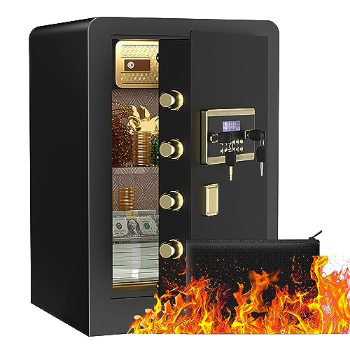 3.6 Cubic Large Home Safe Box Fireproof Waterproof, Digital Home Security Safe with Fireproof Document Bag and Removable Shelf, Fireproof Document Safe for Money Jewelry Valuables