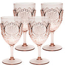 KOMOREBI Shatterproof Acrylic Wine Glasses - Unbreakable Plastic Goblets, BPA-Free & Drop-Proof Glassware - Elegant Drinkware for Indoor & Outdoor Use - 14oz, Set of 4 (Pale Pink)