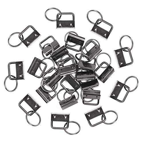 Swpeet 45Pcs Gun-Black 1 Inch Key Fob Hardware with Key Rings Sets, Perfect for Bag Wristlets with Fabric/Ribbon/Webbing/Embossed and Other Hand Craft - 25mm, Gun-black, 25