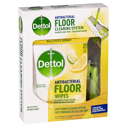 Dettol Antibacterial Floor Cleaning System and Pack of 25 Floor Cleaner Disinfectant Wipes
