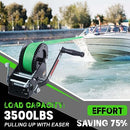 66FIT Boat Winches for Trailers, 3500lbs Heavy Duty Hardened Steel Boat Trailer Winch with 33FT Green Strap, 2-Way Ratchet 4:1/8:1 Gear Portable Hand Winch for Trailers Trucks ATVs Boat