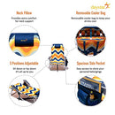 SunnyFeel Reclining Beach Chair Outdoor Folding Lounge Chairs for Adults 5 Position Adjustable with Cooler Bag and Cushioned Neck Rest Backpack Straps, Orange Wave