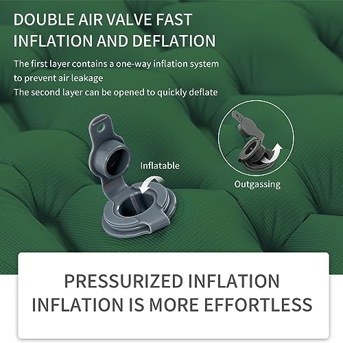 Naturehike Self-Inflating Camping Sleeping Air Mat with Pillow Built-in Foot Pump, Lightweight Sleeping Pad Air Bed (Forest Green)