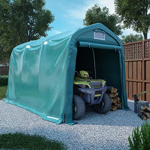 vidaXL Garage Tent Outdoor Structure Garden Lawn Patio Backyard Canopy Carport Tent Car Gazebo Vehicle Storage Marquee Tool Shed PVC Green