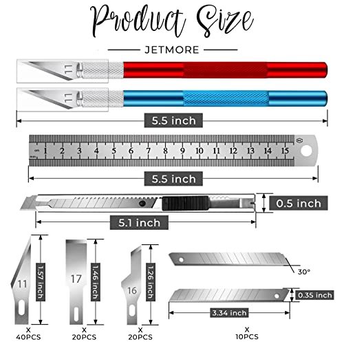 Jetmore 94 Pack Exacto Knife Kit, 2 Precision Exacto Knife Set, 80PCS #11/#16/#17 Exacto Knife Blades with Storage Case, Hobby Knife Craft Knife for DIY, Art Work, Cutting, Carving