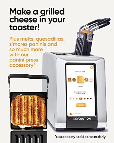 Revolution InstaGLO R180S – NEW! 2-Slice, Stainless Steel/Chrome Touchscreen Toaster with high-speed smart settings for perfect toasting – Compatible with Revolution Panini Press accessory for crispy, melty sandwiches and quesadillas in your toaster!