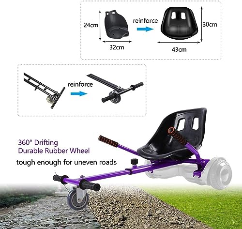 KKA Hoverboard seat Attachment for 6.5”-10” Hoverboard, go Kart Conversion kit, Accessory for self Balancing Scooter, Transform Your Hoverboard into a go cart (Purple)