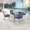 LOKATSE HOME 8 Piece Outdoor Patio Dining Chair Set Metal Furniture with Arms and Seat Cushions, Blue