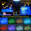 Nilight 4PCS 48 LEDs USB Interior Lights DC 5V Multicolor Music Car Strip Light Under Dash Lighting Kit with Sound Active Function and Wireless Remote Control (TR-12)