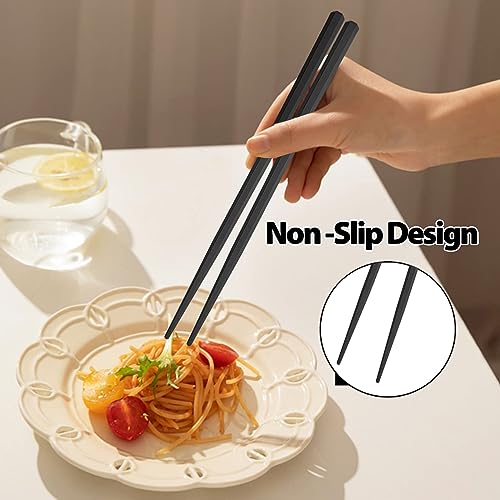 10 Pairs Fiberglass Chopsticks-Reusable Chopsticks Dishwasher Safe, 9.63 inch/24.5cm Non-Slip Family/ Hotel/ Restaurant Japanese Chop Sticks, Chinese/Japanese Chop Sticks, Black