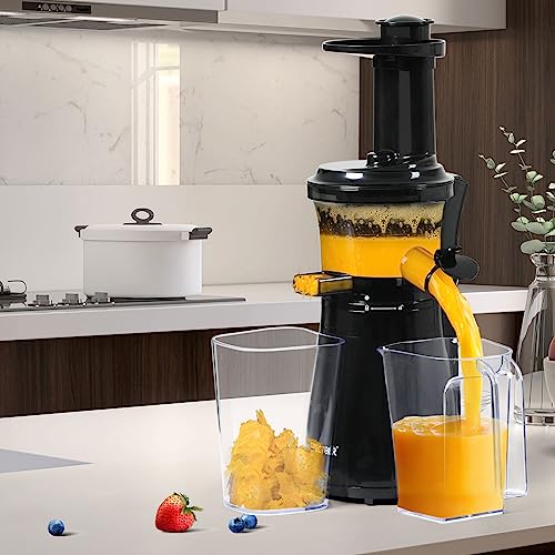 Spector Electric Slow Cold Press Juicer Orange Juice Low Speed Masticating Machines Vegetable Fruits Celery Wheatgrass Extractor Sorbet Maker Lemon Squeezer Black