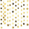 Patelai 130 Feet Golden Glitter Star Paper Garland Hanging Decoration for Wedding Birthday Christmas Festival Party (Set of A, Gold)