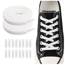 ZHENTOR Elastic No Tie Shoe Laces, Stretch Tieless Shoelaces for Adults and Kids Sneakers Shoe Strings, K05-white(2 Pairs), 2 pairs