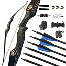 ZSHJGJR 60 Inch Take Down Longbow and Arrow Set American Hunting Longbow Wooden Bow 25-60lbs Right/Left Handed with Carbon Arrows Accessory for Archery Target Hunting Shooting Practice (50lbs, Right Handed---Bow Set)