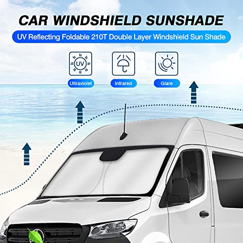 KUST Windshield Sun Shade for Freightliner Sprinter & Mercedes Benz Sprinter 2007-2023 Window Sunshade Sun Visor Protector Foldable Blocks UV Rays Keep Your Car Cooler