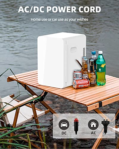 YOPOWER Mini Portable Compact Personal Fridge Cooler, 22 Liter Capacity, Includes Plugs for Home Outlet & 12V Car Charger, White