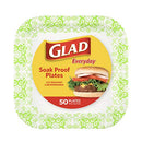 Glad Square Paper Plates, Green Victorian, 10.25 Inches, 50 Count