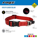 Rogz Classic Reflective Dog Collar Red Large