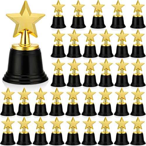 Jerify Mini Star Trophy Awards Bulk 4.7 Inch Gold Trophy Awards Plastic Trophy Cup for Kids Party Favors Soccer Football Game Winning Prize Competitions Carnival Rewards Kids Adults (24 Pcs)