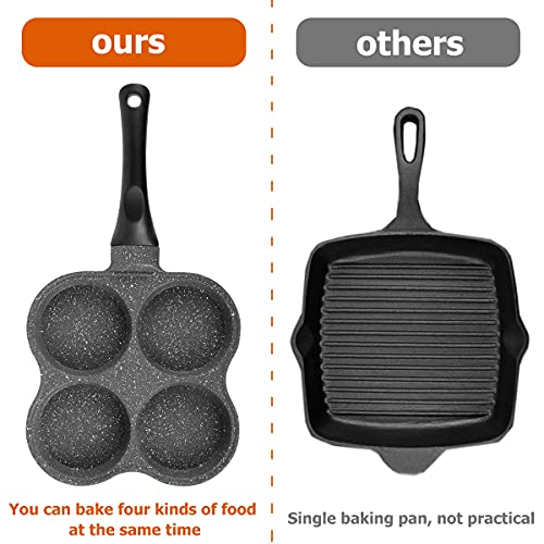 4 Hole Frying Pan Pancake Maker with Handle Pancake Pan Non Stick Omelet Pan Breakfast Eggs Kitchen Utensils Hamburger Eye Pan Gas Stove Electric