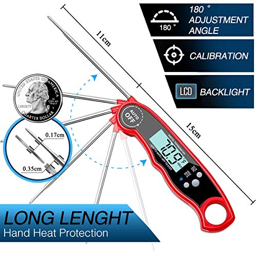 BRITOR Digital Meat Thermometer, Instant Digital Food Thermometer, with Bright Backlight LCD Screen, Smart Waterproof Cooking Kitchen Thermometer