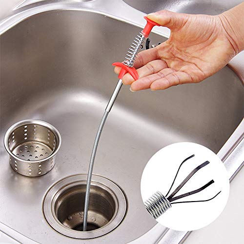 7 Pack Drain Augers, SENHAI 20 inch Hair Drain Clog Remover Drain Relief Auger Cleaning Tool (2 Stainless Steel and 5 Plastic)