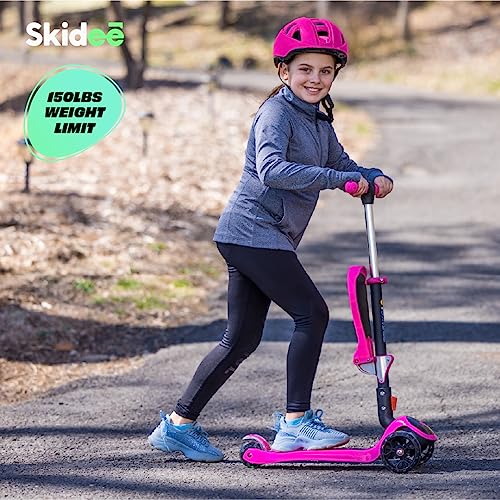 Kick Scooters for Kids Ages 3-5 (Suitable for 2-12 Year Old) Adjustable Height Foldable Scooter Removable Seat, 3 LED Light Wheels, Rear Brake, Wide Standing Board, Outdoor Activities for Boys/Girls