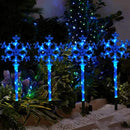 40 LED 4 PCS Blue Snowflake Solar Pathway Outdoor Christmas Decoration Garden Lights