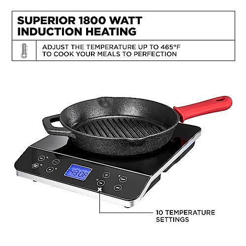 CRUX Induction Burner, Portable Electric Plate, Smart Touch LCD Screen, Hassle-Free Temperature Control and Adjustable Timer with Auto Shut
