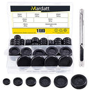 Mardatt 53 Pcs 6 Sizes Rubber Grommet Set, 16-38mm Double Sided Round Round Electrical Wire Gasket with Storage Box and Knife, Solid Ring Gasket Rubber for Cable Firewall Hole Plug Auto
