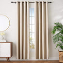 Amazon Basics Grommetted Room Darkening Thermal Insulating Blackout Curtain Set with Tie Backs - 245 x 140cm, Beige (2 Panels)