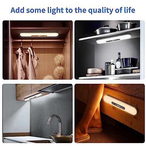 ZISUYU Under Cabinet Closet Light 2200mAH 59 LED Dimmable Rechargeable Battery Motion Sensor Light Indoor Magnetic USB Wall Lighting Fixtures(White,30CM)