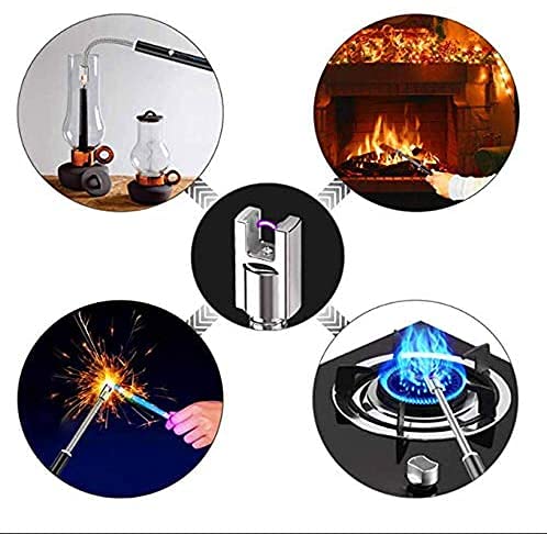 Kitchen ARC Flameless USB Kmest Lighter BBQ Windproof Portable Candle Rechargeable (Silver)