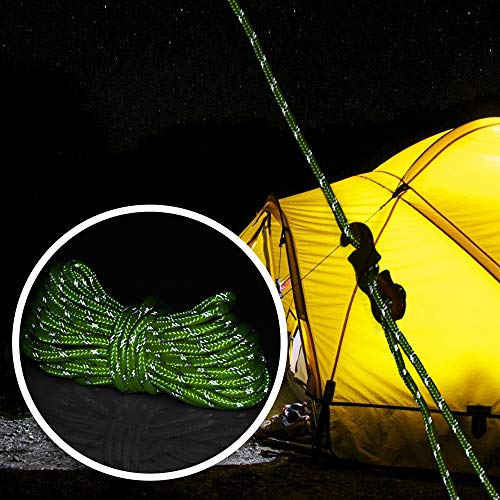 COM-FOUR® 8 x Guy Ropes Each 4 m for Camping, Reflective in Yellow, Tent Cord with Guy Buckle Made of Aluminium, Tension Cord, Camping Cord, Rope tensioner, Tent line, Storm Band