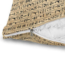 Ambesonne Egyptian Print Travel Blanket, Hieroglyphs Grunge Pattern on Stripes Archeology History Language, Pillow and Comforter Combo Two in One for Camping Dorms, 20" x 20", Sand Brown Black