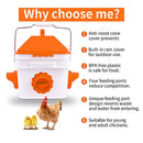 GUEOQTC 10 Pounds Chicken Feeder with 4 Ports, Rainproof Poultry Feeder for Up to 10 Adult Chickens or 15 Chicks(Orange) (OR-CF-8L)