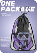 CAPAS Snorkel Mask Fins Set, Travel Size Snorkeling Gear for Adults with Short Adjustable Swim Fins, High Resistant Scuba Diving Mask and Dry Top Snorkel, Come with a Carrying Bag