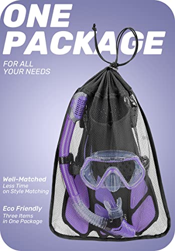 CAPAS Snorkel Mask Fins Set, Travel Size Snorkeling Gear for Adults with Short Adjustable Swim Fins, High Resistant Scuba Diving Mask and Dry Top Snorkel, Come with a Carrying Bag