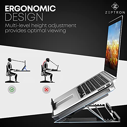 Zeptron Height Adjustable Laptop Cooling Pad / Cooling Stand / Cooler with Two Fans Compatible for HP, Dell, MacBook, Lenovo, Acer / 10 Inches, 13”,14 Inch,15.6 Inches All Laptops & Notebooks