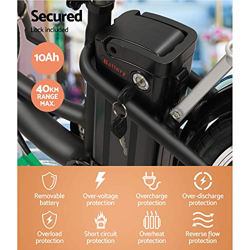 Phoenix Electric Bike, 26 Inch Ebike Mountain Road Electronic Bikes Electricbike Outdoor Adult Cycling Equipment, 6 Speed Powerful Brushless Motor Led Headlight Black