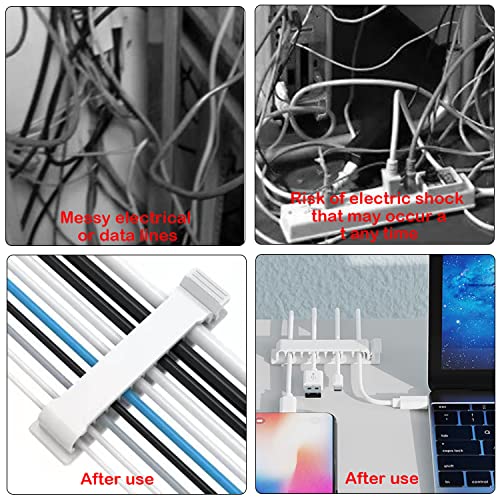 Taicols Cable Management, 2Pcs Cable Organiser, Electrical Equipment Cord Organiser Desk Accessories Electrical Cable Wire Management, Cable Clips for TV PC Laptop Ethernet Home Office Cable(White)